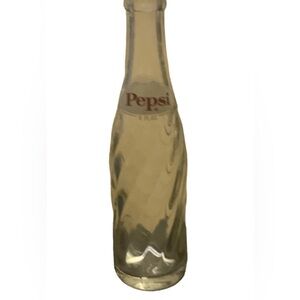 Vintage Pepsi Cola Swirl Glass Empty Bottle 8oz Pop